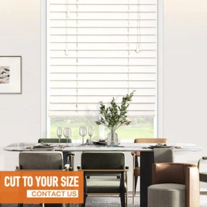 63mm Slat Smooth White Shutter Style Venetian Blinds 137cm/225cm Drop - Picture 1 of 9