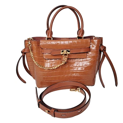 Michael Kors Small Satchel Hamilton Legacy Croc Embossed Leather Belted Bag EUC - Image 1 of 4