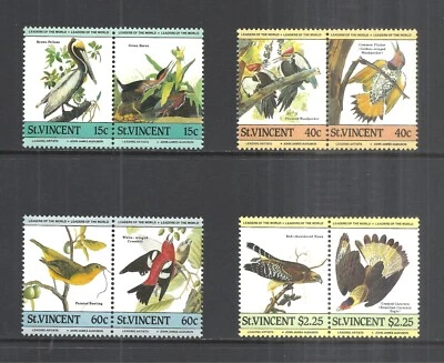 CONJUNTO ST. VINCENT SCOTT 807 - 810 MNH MUITO BOM ESTADO - 1985 AUDUBON NASCIMENTO CENTENÁRIO - Imagem 1 de 2