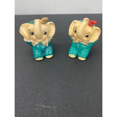 Винтажные керамические цирковые солонки середины века со слоном перцем сделано в Японии - Изображение 1 из 4