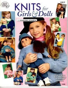 ASN KNITS FOR GIRLS & DOLLS CHILD SIZE 2 TO 12 & 18" DOLL SWEATERS - Picture 1 of 2