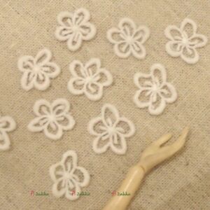 NDA204WHE Mimiwoo Bjd Doll Dress DIY Crafts 16mm Embroidery Flower White (10pcs)