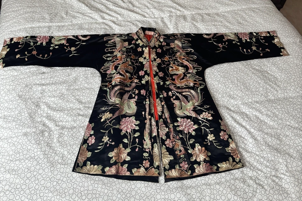 1930s Antique Chinese Wedding Jacket SILK Silver Gold Hand Embroidery - Image 1 of 4