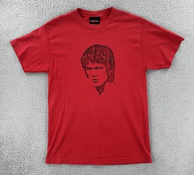 Camisa De Colección Bruce Lee Para Hombres Mediana Roja Manga Corta Años 90 Y2K Camiseta Estampado Gráfico Desteñido Foto 1 de 4