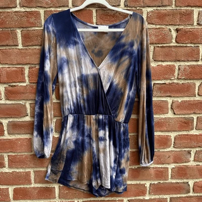 Mameluco 143 Story By Line Up para mujer tie dye imitación envoltura manga larga azul pequeño Foto 1 de 4