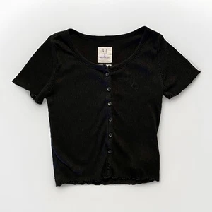 Gap - Shirt Blouse Medium Teen Short Sleeve Black Top (size 8) - Picture 1 of 5