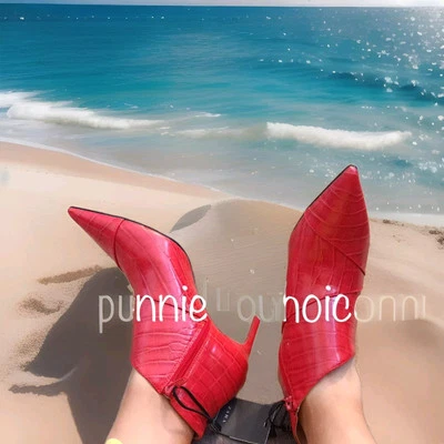 Botines ZARA para mujer con tacón estampado animal (rojo, EE. UU. 8/EUR 39) Foto 1 de 4