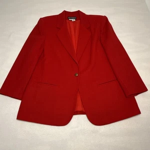 Blazer Sag Harbor 100 % lana para mujer 14 rojo con un botón cuello en V bolsillo forrado - Imagen 1 de 9