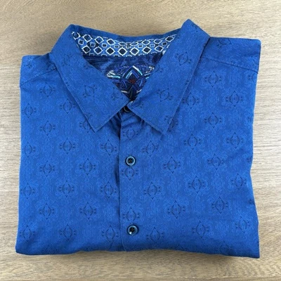 Robert Graham Button Shirt Men 3XL Paisley Floral Geo Cotton Flip Cuff - Image 1 of 4