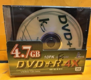 10er-Pack DVD-R 4,7 GB/120 Min leere beschreibbare Disc mit Slim Case NEU versiegelt KOSTENLOS - Bild 1 von 2