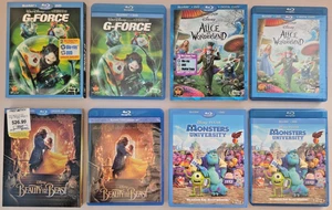 4 Disney Blu Ray w/ Slipcover~ G-Force, Monster University, Beauty Beast & Alice - Bild 1 von 15