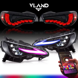 RGB LED Headlights For Toyota 86/Scion FRS/Subaru BRZ + Tail Lights W/Animation - Picture 1 of 29