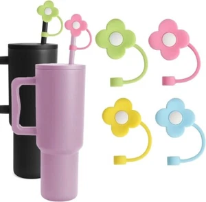 Straw Cover Cap for Stanley Cup - 4Pcs Cute Silicone Straw Toppers Compa... - Picture 1 of 6