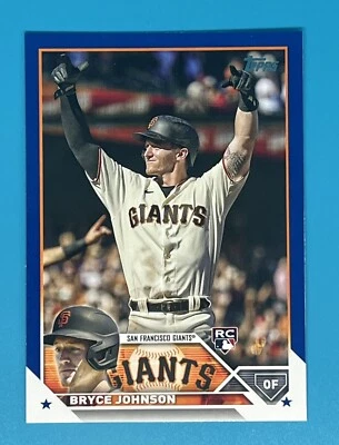 2023 Topps Series 2 Blue #571 Bryce Johnson Giants Rookie - Image 1 of 2