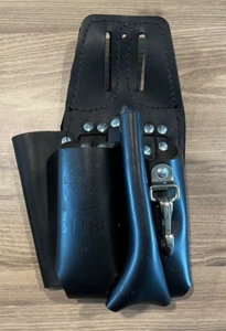 Klein Tools Black Leather 4 Tool Pouch 5118C Lightly Used Fits up to 2" Belt - Picture 1 of 4