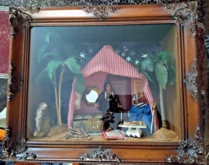 Vintage handgefertigte arabische Wüstenszene Diorama 3D Schattenkasten mit Lichtern - Bild 1 von 15