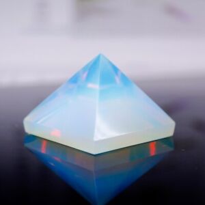 Natural White Opal Quartz Crystal Pyramid Chakra Healing Energy Rock Stone Tower