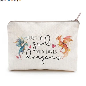 Just a Girl Who Loves Dragons Dragon Cosmetic Bag Make up Bag Toiletry Bag Zippe - Picture 1 of 6