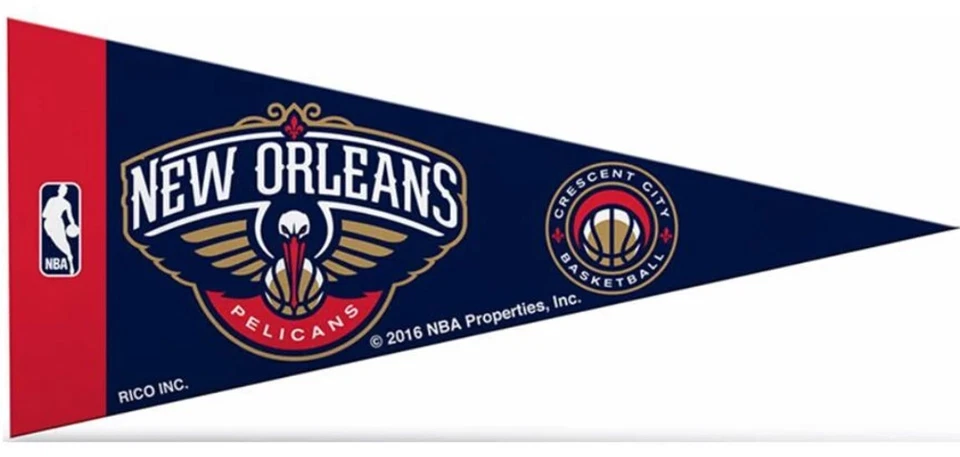 New Orleans Pelicans Mini Pennants, 4" x 9" - Licensed by Rico - Made In USA - Image 1 of 1