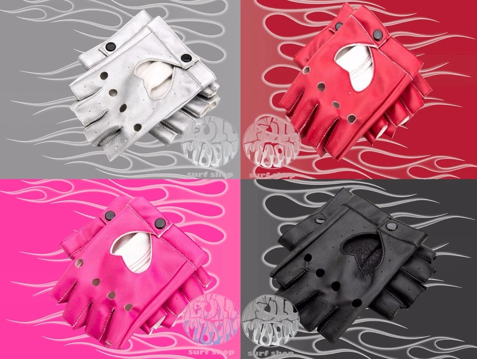 New Womens Faux Leather Fingerless Punk Motorcycle Cosplay Driving Gloves   - Image 1 of 1