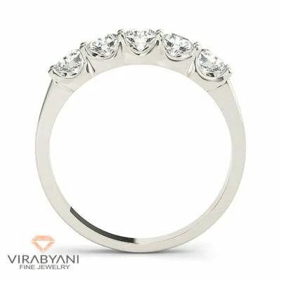 1.25 ct G-VS1 Diamond Wedding Band 5 Stone U Prong Set Diamond Ring Platinum 950 - Image 1 of 4