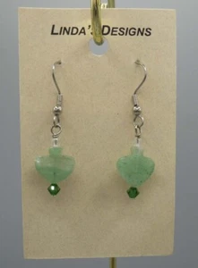 Aventurine Inverted-Spade Earrings, pierced - Picture 1 of 1