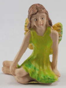Dollhouse Miniature Sitting Fairy, Lime Green Dress - Picture 1 of 1