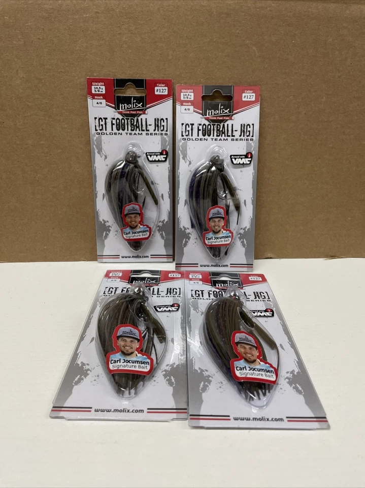 PACK de 5 señuelos de fútbol Molix GT; Golden Team Series (3/8 oz) Grn Pump/Rojo Púrpura Foto 1 de 1