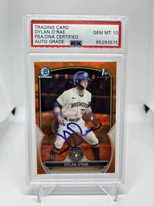 Dylan O’Rae Signed 2023 Bowman Chrome 1st Orange Sapphire /50 PSA Auto 10 - Picture 1 of 2