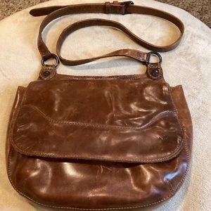 Frye Melissa Cognac Leather Crossbody Saddle Bag, 100% Italian Leather - Picture 1 of 16
