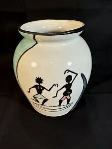Dedza Malawi African Made Pottery 5.5” Tall Vase Natural Dance Studio Art. - Picture 1 of 13