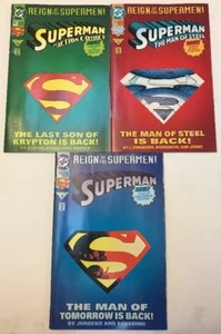 Superman Reign Of The Supermen Comics Lot Of 3 DC 1993 12 13 14 Posters Jurgens - Picture 1 of 11