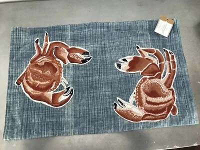 NEW Pottery Barn Crabs Embroidered Lumbar Pillow Cover Sham Beach Coastal 16x26" - Image 1 of 3