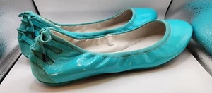 Cole Haan Maria Sharapova Ballet Flats Turquoise 10B Patent Leather Suede accent - Picture 1 of 9