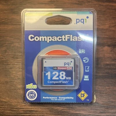 PQI 128MB Compact Flash Drive CF Card Brand New AC46-128R01F2 - Image 1 of 2