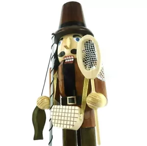 Nutcracker on Vacation Gone Fishing Handmade Holiday Christmas 14.5 in. Wood - Picture 1 of 12