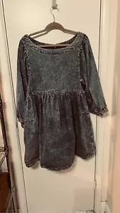 Free People Get Obsessed Denim Jeans Mini Abito Donna TG L - Foto 1 di 11