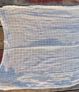 ANTIQUE VICTORIAN GAUZE LIKE FABRIC WITH BORDER 25 BY 115 INCHES - Picture 1 of 3