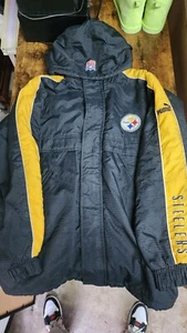 Vtg Puma Pittsburgh Steelers Men's Medium Jacket NFL Black Yellow - Picture 1 of 5