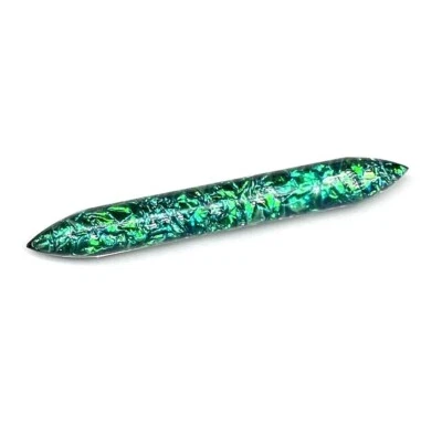 Green Opal Glitter Glass Tusk, Tribal Spike Tusk  size 14g to 1/2''and Custom - Image 1 of 4