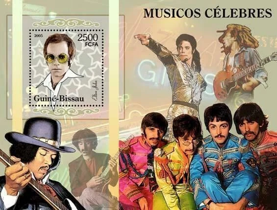 Sello Estrellas del Pop Elton John Michael Jackson F. Zapa The Beatles S/S MNH Foto 1 de 1