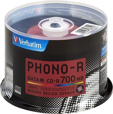Verbatim Japan Single Recording CD-R 700MB 50-Sheet Record Design 48x SR80PH50V1 - Image 1 of 4