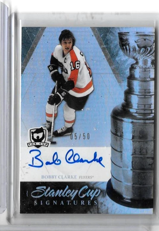 BOBBY CLARKE  2010-11 UD THE CUP STANLEY CUP SINATURES CERTIFIED AUTOGRAPH#05/50 - Image 1 of 1
