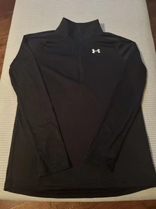 Under Armour 1/4 Zip Pullover Sweatshirt Loose Youth Boys Size YXL Black - Picture 1 of 5
