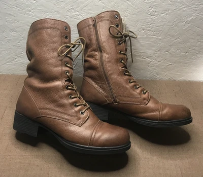 Botas COUGAR Nooch tamanho 11M couro marrom com cadarço zíper lateral forrado de pele sintética no meio da panturrilha - Imagem 1 de 4