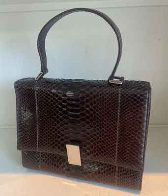 NUEVO Cartera Ralph Lauren 100 % pitón con asa superior - Venta al por menor $4350 línea de etiqueta púrpura  Foto 1 de 4