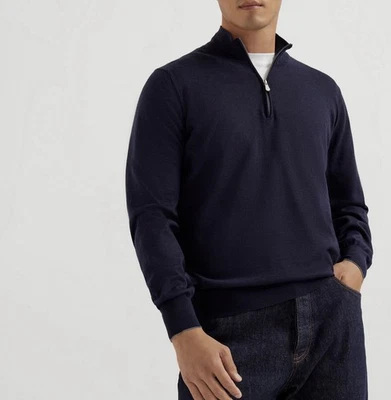 BRUNELLO CUCINELLI Virgin Wool & Cashmere Lightweight Zip Sweater 56 IT $1300+ - Image 1 of 4