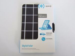 Speck Products StyleFolio Case for iPad mini 4 Black and White Windowpane Plaid 