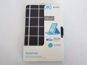 Speck Products StyleFolio Case for iPad mini 4 Black and White Windowpane Plaid - Picture 1 of 8