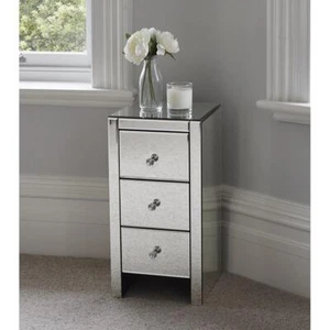 Mirrored Nightstand 3 Drawer Modern Mirror End Table Bedside Table for Bedroom - Picture 1 of 8
